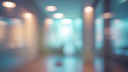 Blurry Business Store Interior with White Walls and Medical Equipment