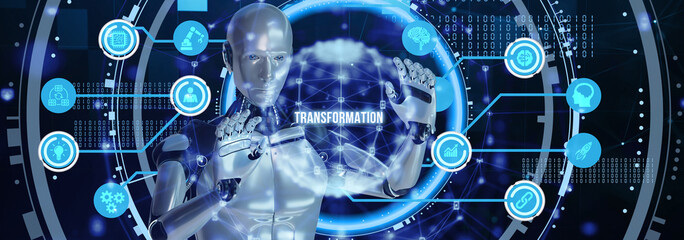 Business Transformation. Future and Innovation Internet and network concept. 3d illustration