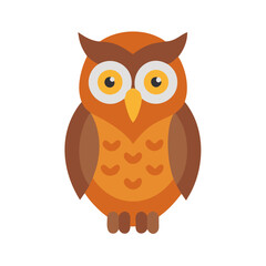 Flat illustration of an owl with big yellow eyes