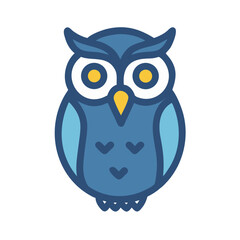 Stylized flat vector owl illustration on a black background