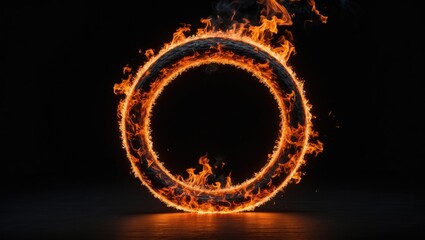 Black backdrop featuring a ring of fire