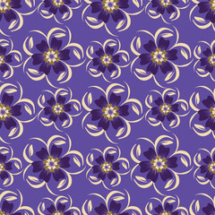 Trendy floral seamless pattern. Simple red and beige daisy. Spring flower template for packaging, postcards, textile printing, wallpaper. Hand drawn illustration isolated on white background