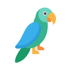 Colorful minimalist parrot illustration on a black background, stock
