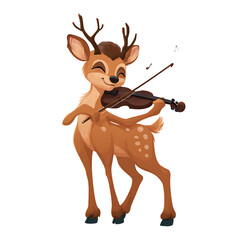 Obraz premium A joyful deer playing a violin in beautiful scene