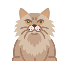 Cute cartoon cat portrait with a fluffy fur collar