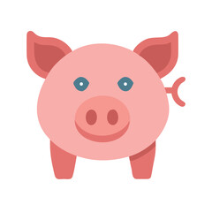 Cute cartoon pig illustration on a black background