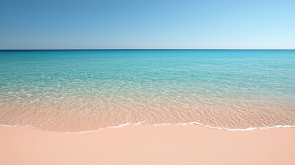 Obraz premium A stunning view of turquoise ocean meeting a pink beach