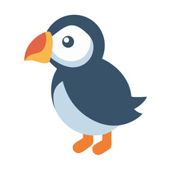 Cartoon puffin illustration with clean shapes and colors