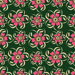 Elegant trendy vector ditsy floral seamless pattern design of beautiful abstract flowers and leaves. Foliage repeat texture background. Suitable for wallpaper, surface printing and textile