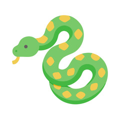 Green snake with yellow spots isolated on black background
