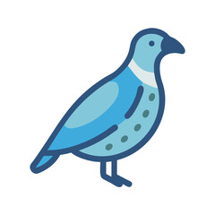 Blue bird standing on black background with flat design