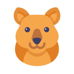 Stylized cartoon quokka head illustration on black background