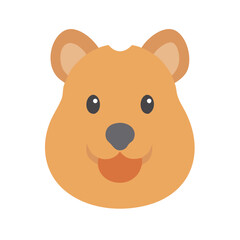 Cartoon Quokka Face Illustration with Playful Smile on Black