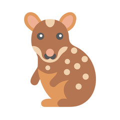 Flat vector illustration of cute quoll on black background