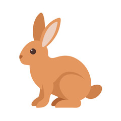 Brown bunny sitting isolated on black background illustration