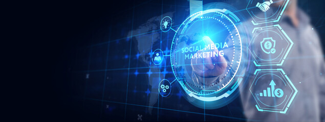 Business, Technology, Internet and network concept. SMM Social Media Marketing.
