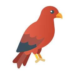 Flat vector illustration of a red bird perching