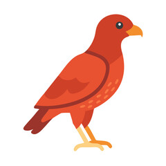 Simple red bird illustration with flat design style on black