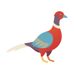 Stylized Pheasant Illustration with Flat Design on Black Background