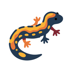 Flat design cartoon illustration of a fire salamander