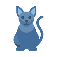 Stylized blue cat illustration with minimalist design on black