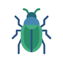 Stylized beetle illustration with green and blue hues