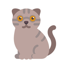 Striped cat vector illustration sitting against a dark background