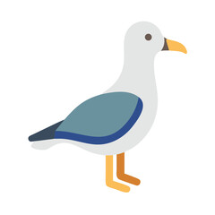 Flat illustration of seagull on a solid black background