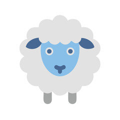 Cute flat sheep illustration on black background