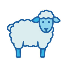 Isolated blue sheep illustration on black background in flat style