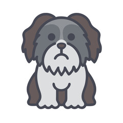 Cute Shih Tzu dog icon, simple and charming illustration