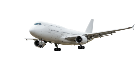 Isolated White Commercial Airplane