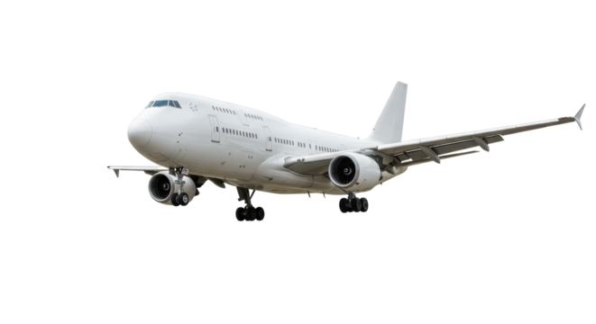 Isolated White Commercial Airplane