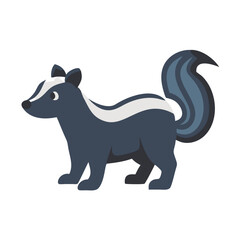 Flat illustration of a skunk against a black background