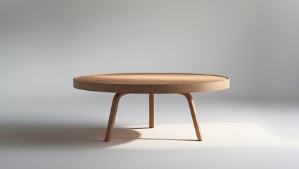 Series of furniture featuring a brown wooden round coffee and dining table with magazine holder, isolated on white background