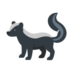 Stylized skunk standing on a black background illustration
