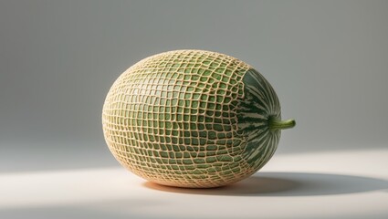 Cantaloupe melon in its entirety exhibiting the net rind pattern, isolated on a backdrop with clipping path