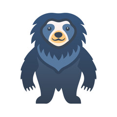 Isolated Cartoon Sloth Bear on Black Background Illustration