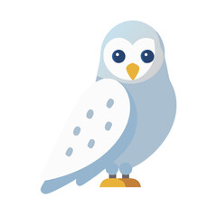 Minimalist style vector illustration of a snowy owl