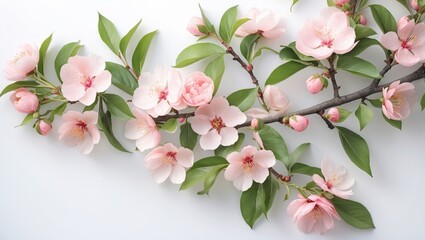 Obraz premium Isolated peach flower cherry blossom against white background