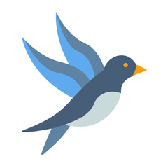 Geometric bird illustration with blue shades in dynamic flight