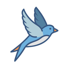 Blue stylized bird flying on black background vector illustration
