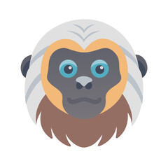 Cartoon Golden Snub-Nosed Monkey Head Illustration on Black Background