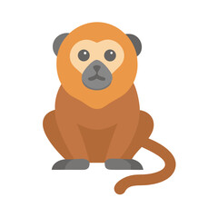 Flat illustration of a monkey sitting on black background