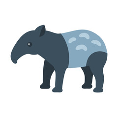 Flat design of a tapir isolated on black background