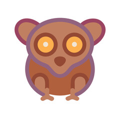 Cartoon tarsier vector on black background, animal icon