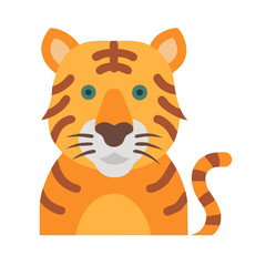 Cute cartoon tiger illustration on a black background