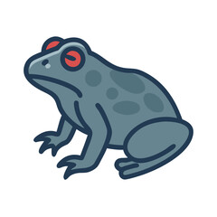Illustration of a frog with dark outlined design