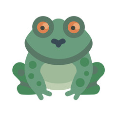 Flat vector illustration of a green frog on black background