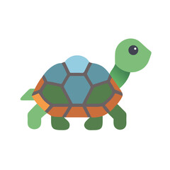 Colorful flat design turtle illustration isolated on black background